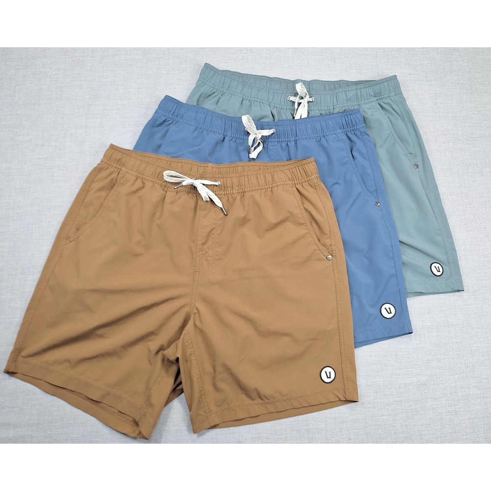 Vuori Kore Shorts Bundle 3 Pairs Mens XL 7.5 Inseam Brown Blue Green Activewear